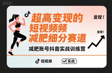 超高变现的短视频减肥细分赛道，减肥账号抖音实战训练营-网赚项目平台