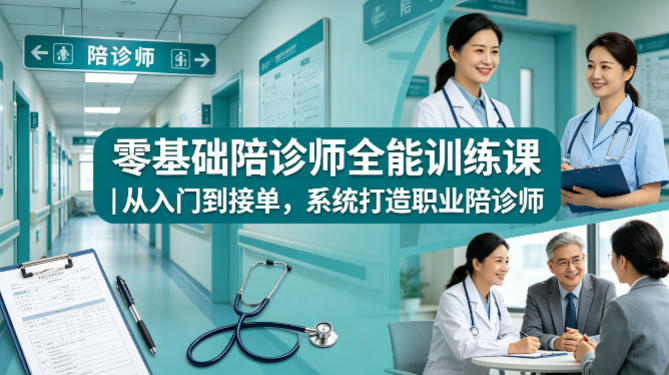 零基础陪诊师全能训练课｜从入门到接单，系统打造职业陪诊师-网赚项目平台