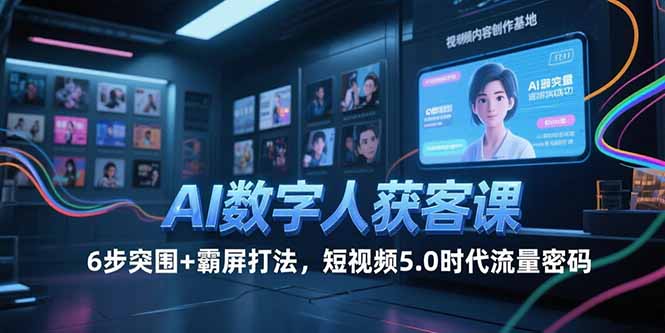 AI数字人获客课，6步突围+霸屏打法，短视频5.0时代流量密码-网赚项目平台