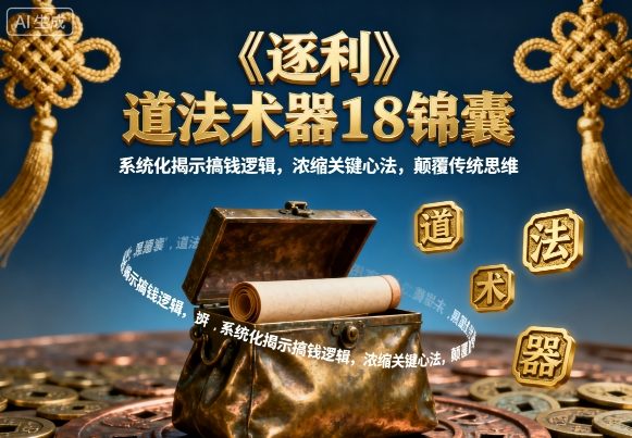 《逐利》道法术器18锦囊，系统化揭示搞钱逻辑，浓缩关键心法，颠覆传统思维-网赚项目平台