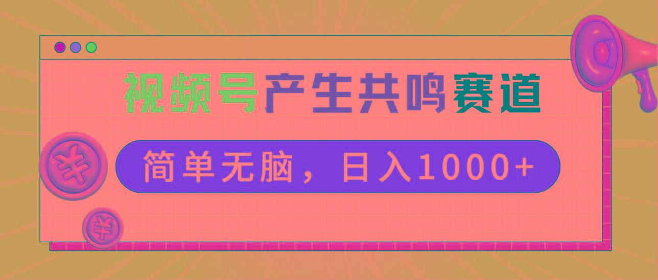2024年视频号，产生共鸣赛道，简单无脑，一分钟一条视频，日入1000+-网赚项目平台