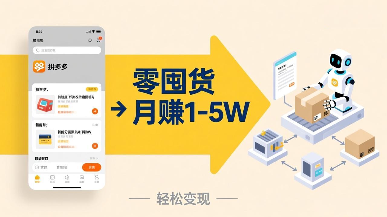 不用囤货不用跑单！拼多多虚拟玩法，机器人管理发货和客服，帮你月赚 1-5W-网赚项目平台