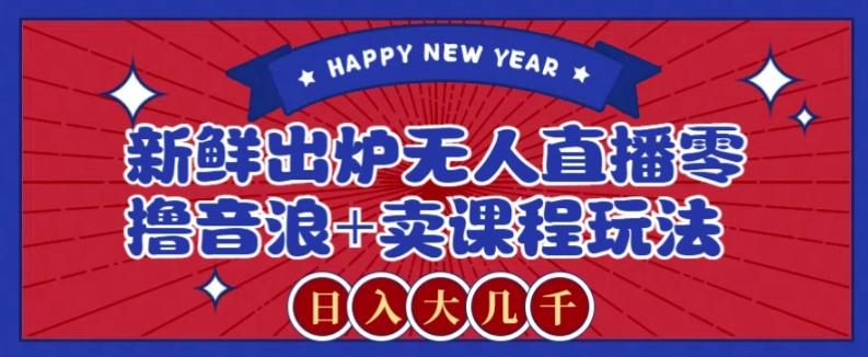 2024最新无人直播零撸音浪+卖课程玩法，日入大几千不是梦【揭秘】-网赚项目平台
