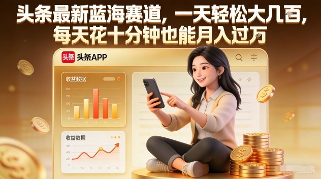 头条最新蓝海赛道，一天轻松大几张，每天花十分钟也能月入过1W【揭秘】-网赚项目平台