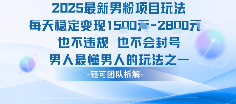 2025最新男粉项目玩法每天变现1k+也不违规也不会封号男人最懂男人的玩法-网赚项目平台