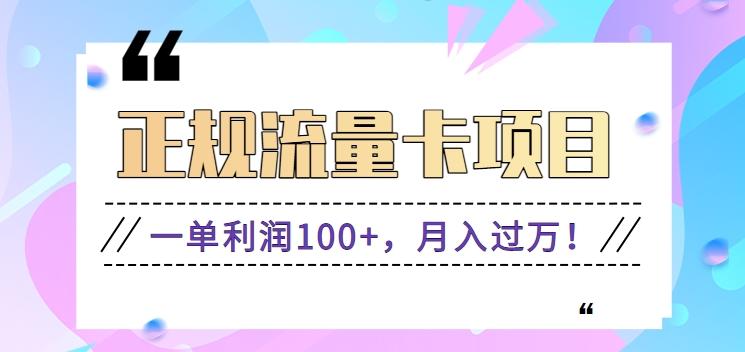 正规手机流量卡项目，一单利润100+，月入过万！人人可做(推广技术+正规渠道)-网赚项目平台