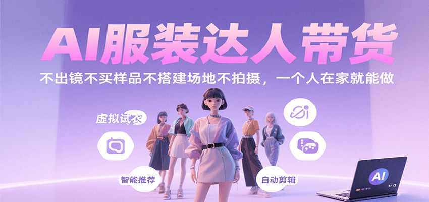 AI服装达人带货，不出镜不买样品不搭建场地不拍摄，一个人在家就能做-网赚项目平台