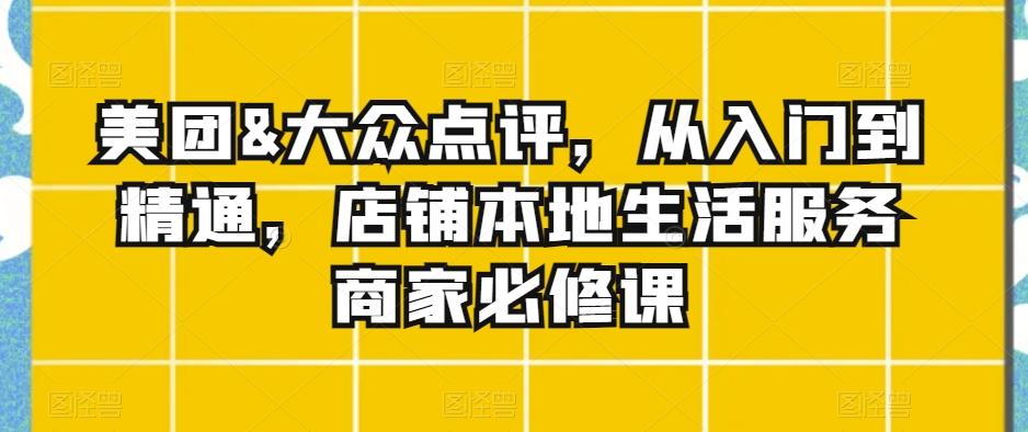 美团&大众点评，从入门到精通，店铺本地生活服务商家必修课-网赚项目平台
