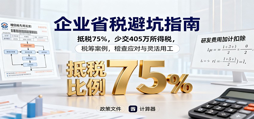 企业省税避坑指南:抵税75%,少交405万所得税,税筹案例,稽查应对与灵活用工-网赚项目平台
