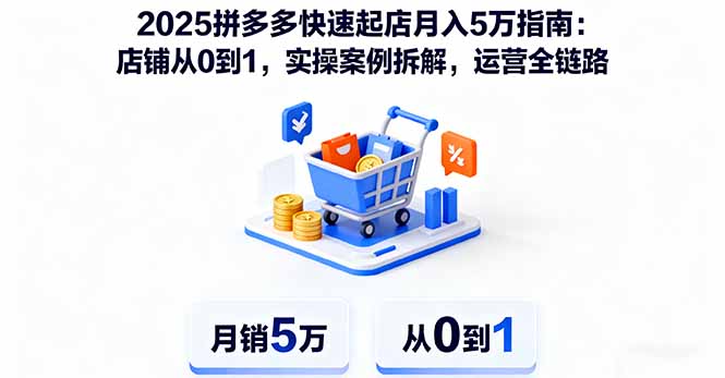 2025拼多多快速起店月入5万指南：店铺从0到1，实操案例拆解，运营全链路-网赚项目平台