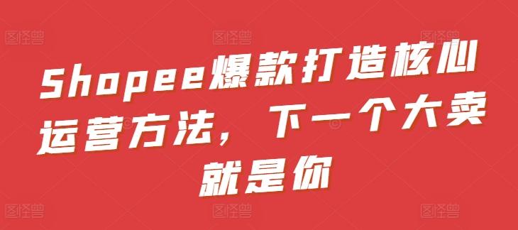 Shopee爆款打造核心运营方法，下一个大卖就是你-网赚项目平台