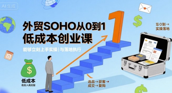 外贸SOHO从0到1低成本创业课,能够立刻上手实操与落地执行-网赚项目平台