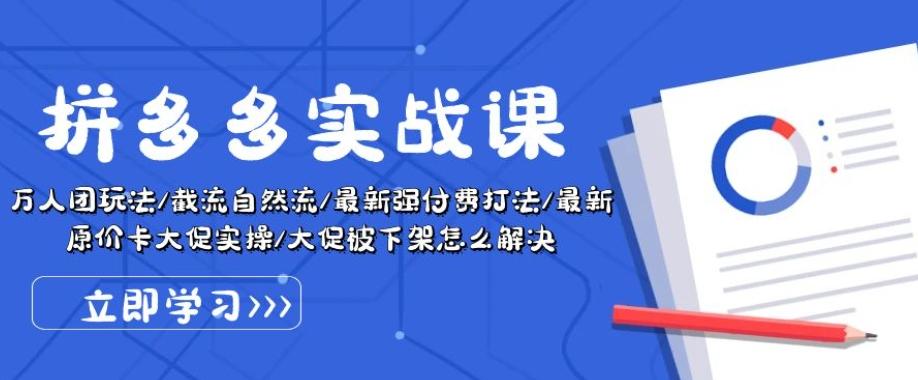 拼多多实战课：万人团玩法/截流自然流/最新强付费打法/最新原价卡大促..-网赚项目平台