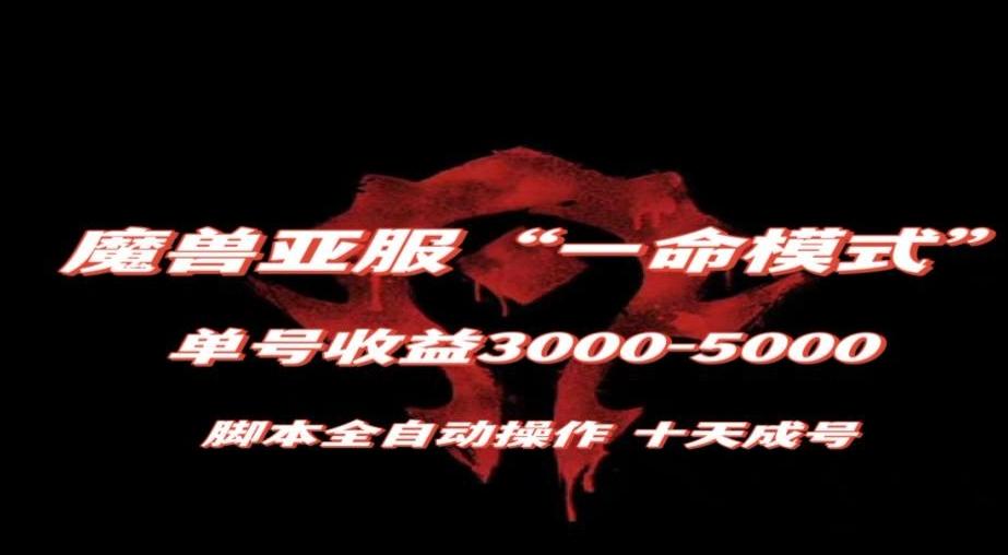 魔兽亚服一命模式，10天成号-单号3千-5千，脚本全自动操作，保姆级教学【揭秘】-网赚项目平台
