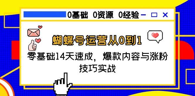 蝴蝶号运营从0到1，零基础14天速成，爆款内容与涨粉技巧实战-网赚项目平台