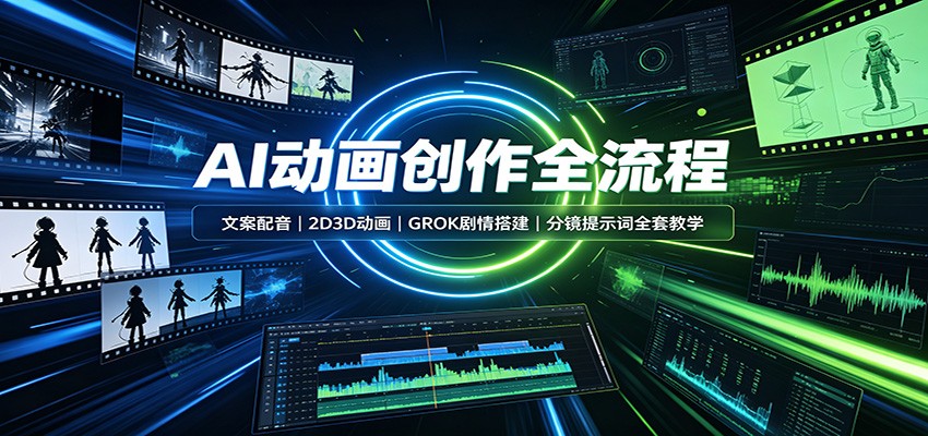 AI动画创作全流程：文案配音，2D3D动画，GROK剧情搭建，分镜提示词全套教学-网赚项目平台
