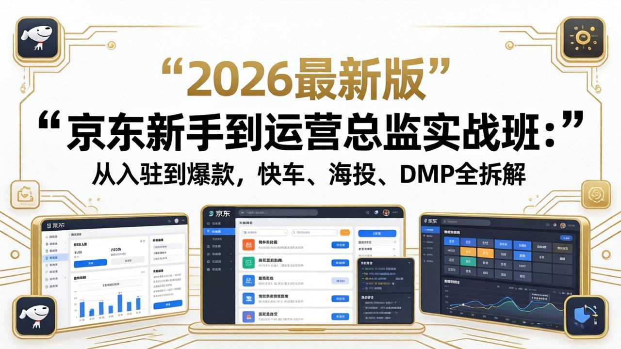 京东新手到运营总监实战班：从入驻到爆款，快车、海投、DMP全拆解，2026最新版-网赚项目平台