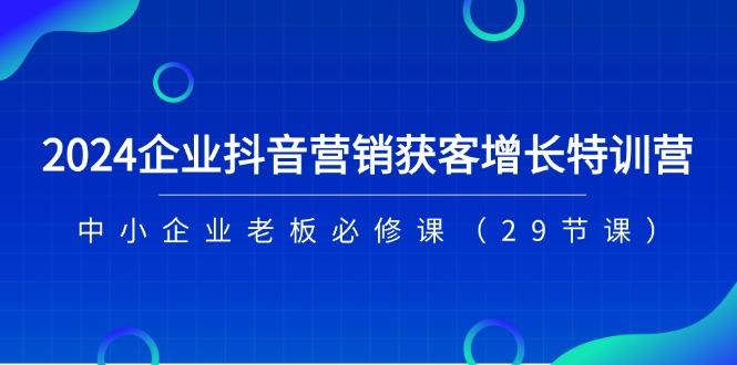 2024企业抖音-营销获客增长特训营，中小企业老板必修课(29节课-网赚项目平台