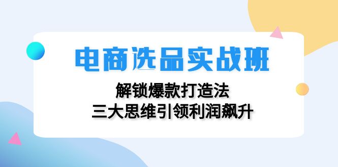 电商选品实战班：解锁爆款打造法，三大思维引领利润飙升-网赚项目平台
