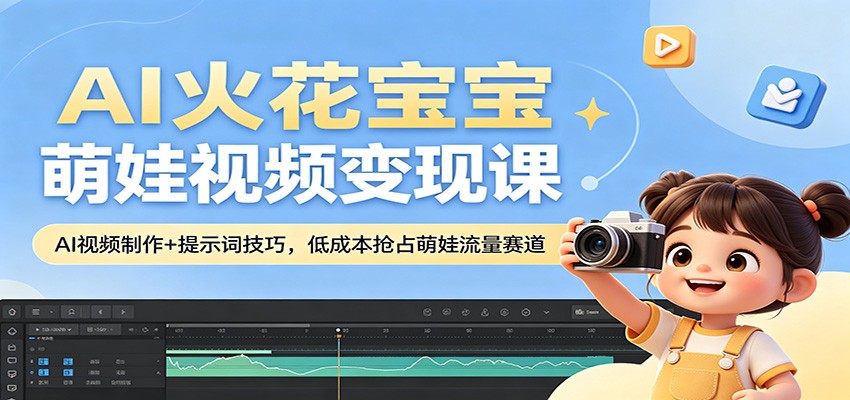 AI火花宝宝萌娃视频变现课：AI视频制作+提示词技巧，低成本抢占萌娃流量赛道-网赚项目平台