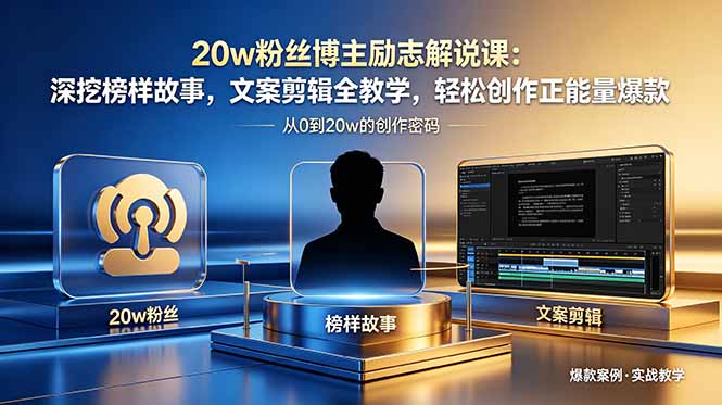 20w粉丝博主励志解说课：深挖榜样故事，文案剪辑全教学，轻松创作正能量爆款-网赚项目平台