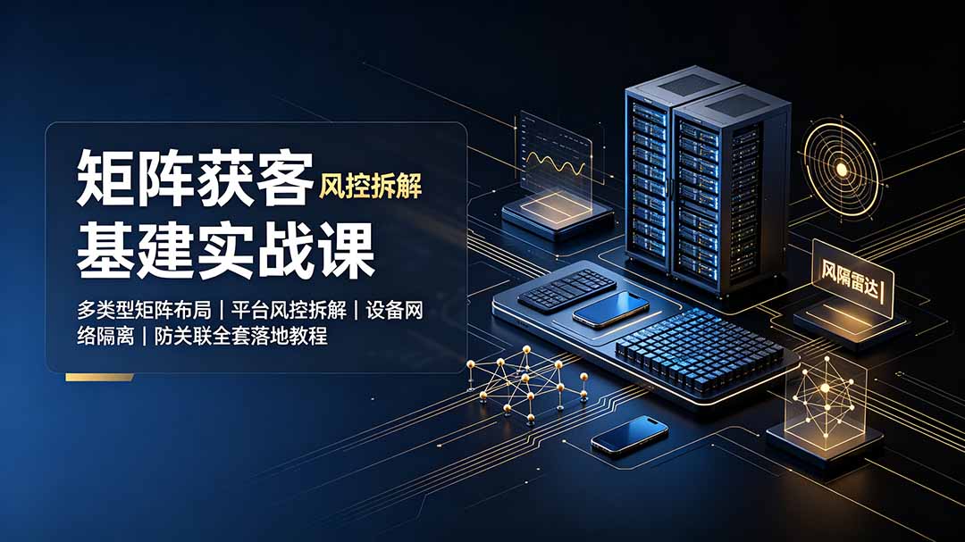 矩阵获客基建实战课:多类型矩阵布局|平台风控拆解|设备网络隔离|防关联全套落地教程-网赚项目平台