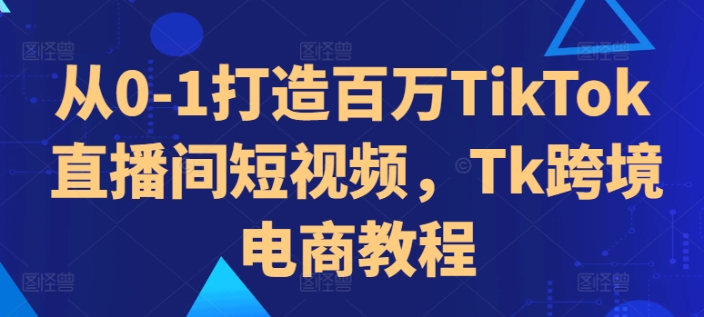 从0-1打造百万TikTok直播间短视频，Tk跨境电商教程-网赚项目平台