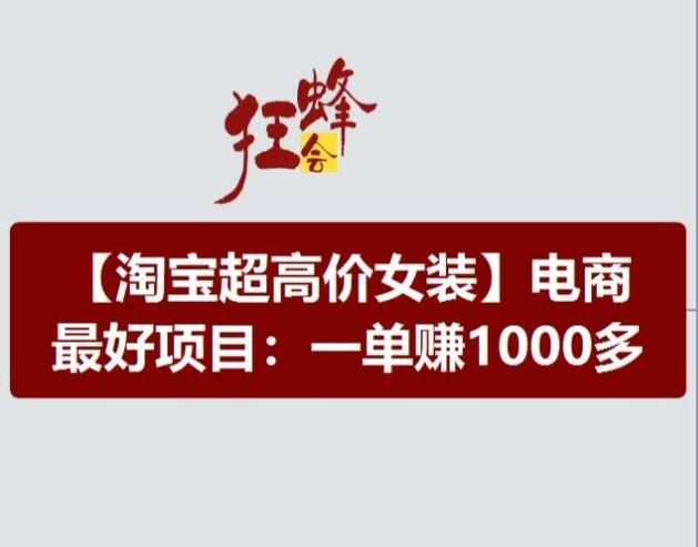 淘宝超高价女装项目，电商最好赛道，一单赚1000多-网赚项目平台