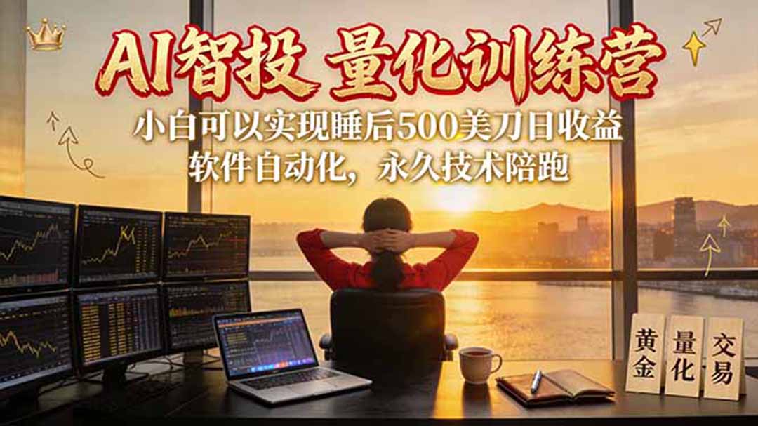AI智投EA量化训练营【第三期】,多策略智投+防爆技术+趋势分析 ,轻松上手,矩阵放大,长期稳定。-网赚项目平台