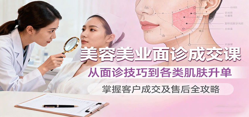美容美业面诊成交课，从面诊技巧到各类肌肤升单，掌握客户成交及售后全攻略-网赚项目平台
