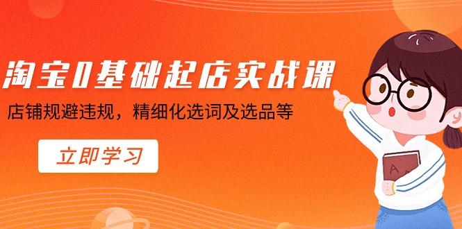 淘宝0基础起店实操课，店铺规避违规，精细化选词及选品等-网赚项目平台