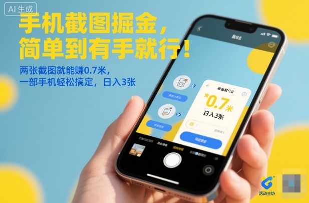 手机截图掘金，简单到有手就行！两张截图就能賺0.7米，一部手机轻松搞定，日入3张【揭秘】-网赚项目平台
