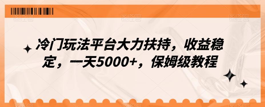 冷门玩法平台大力扶持，收益稳定，一天5000+，保姆级教程（附抖音7天起号法）-网赚项目平台