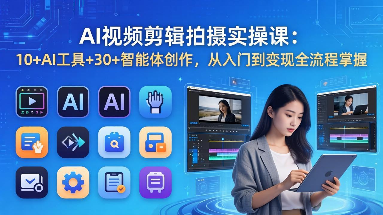 AI 视频剪辑拍摄实操课：10+AI工具+30+智能体创作，从入门到变现全流程掌握-网赚项目平台