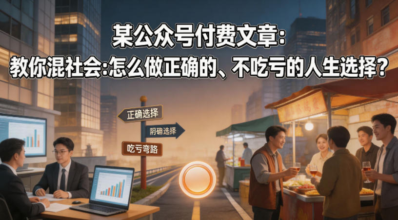 某公众号付费文章：教你混社会：怎么做正确的、不吃亏的人生选择？-网赚项目平台