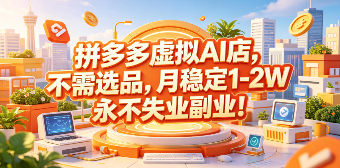 拼多多虚拟AI店,不需选品,月稳定1-2W,永不失业副业!【揭秘】-网赚项目平台