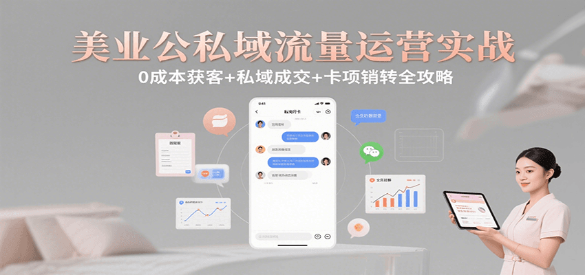 美业公私域流量运营实战：0成本获客+私域成交+卡项销转全攻略-网赚项目平台