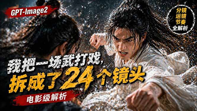 用GPT-Image2，把一段武打对决拆成24个连续镜头，从人物建立、动作衔接、运镜节奏，到情绪爆发-网赚项目平台