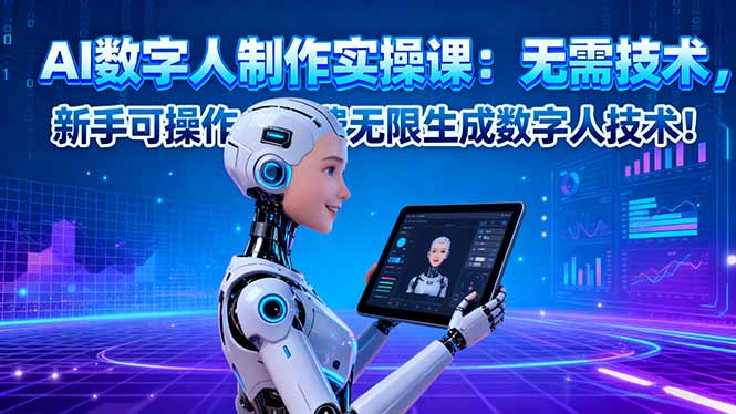AI数字人制作实操课：无需技术，新手可操作，免费无限生成数字人技术！-网赚项目平台
