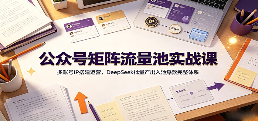 公众号矩阵流量池实战课：多账号IP搭建运营，DeepSeek批量产出入池爆款完整体系-网赚项目平台