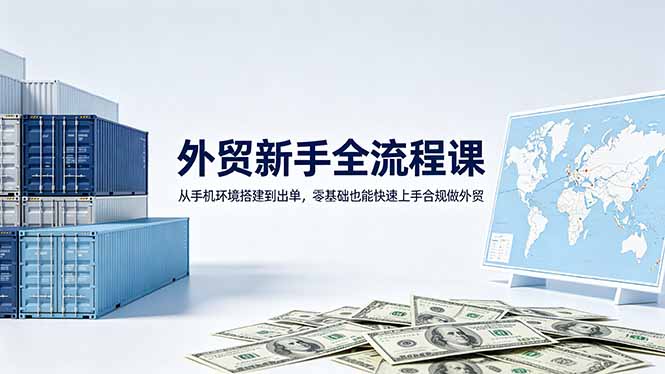 外贸新手全流程课：从手机环境搭建到出单，零基础也能快速上手合规做外贸-网赚项目平台