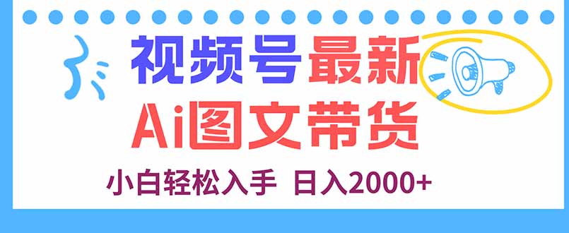视频号最新AI图文带货，每天几分钟，小白轻松入手，日入2000+-网赚项目平台