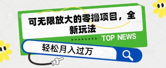 可无限放大的零撸项目，全新玩法，一天单机撸个50+没问题【揭秘】-网赚项目平台
