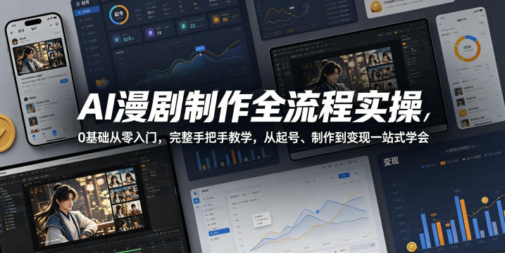 AI漫剧制作全流程实操,0基础从零入门,完整手把手教学,从起号、制作到变现一站式学会(更新)-网赚项目平台