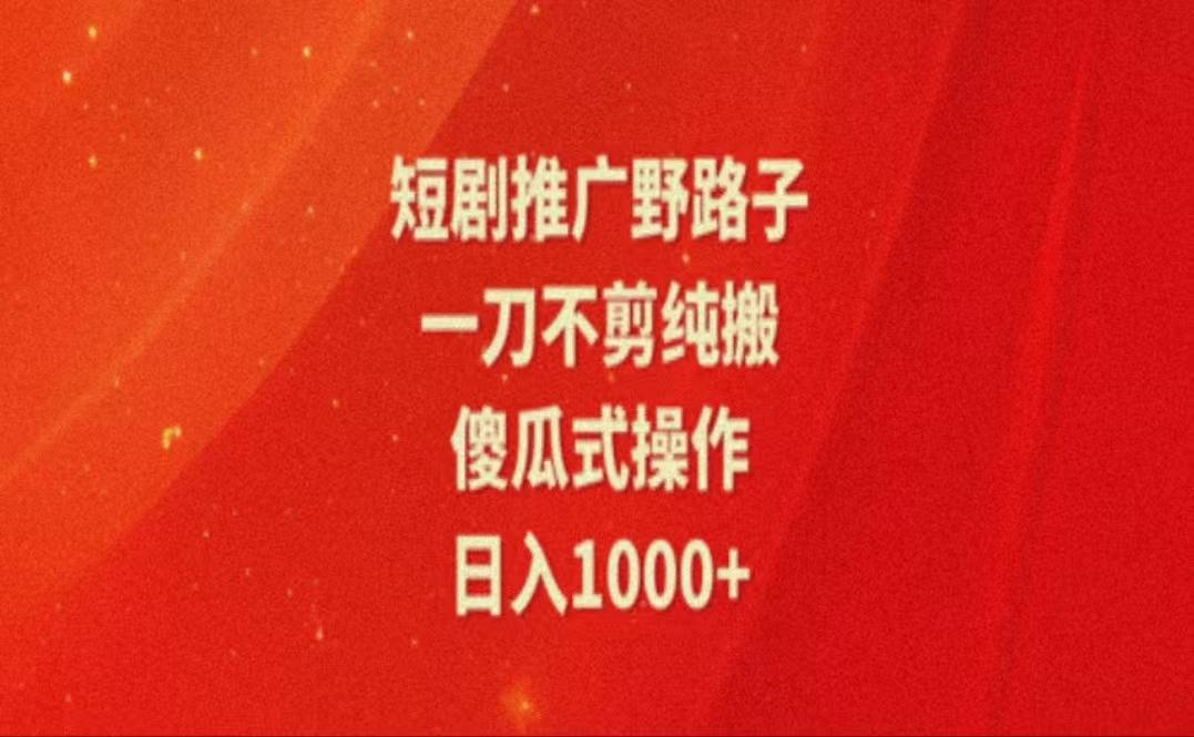 暑假风口项目，短剧推广全新玩法，一刀不剪纯搬运，轻松日入1000+-网赚项目平台