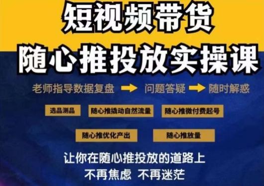 2024好物分享随心推投放实操课，随心推撬动自然流量/微付费起号/优化产出-网赚项目平台