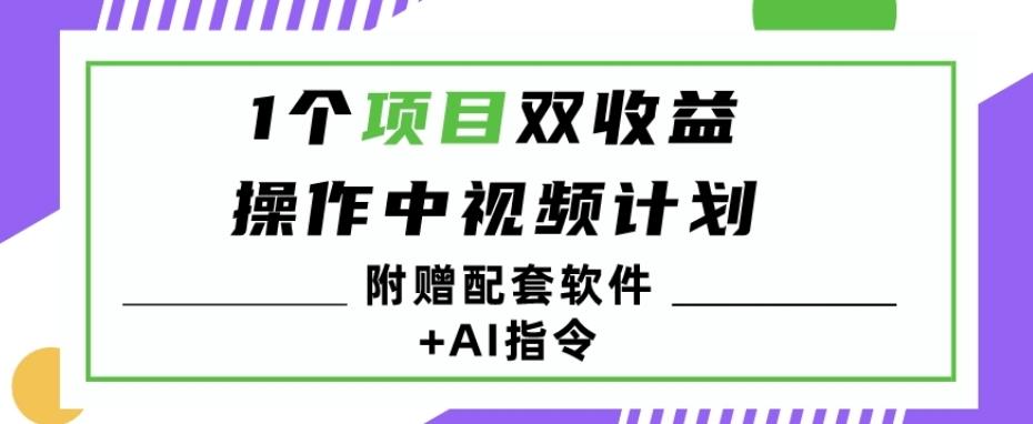 1个项目双收益？操作中视频计划1天最高3100+收益？（附赠配套软件+AI指令）-网赚项目平台