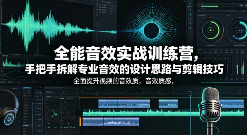 全能音效实战训练营，手把手拆解专业音效的设计思路与剪辑技巧，全面提升视频的音效质感-网赚项目平台