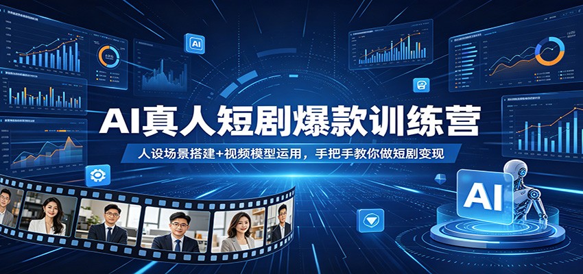 AI真人短剧爆款训练营：人设场景搭建+视频模型运用，手把手教你做短剧变现-网赚项目平台