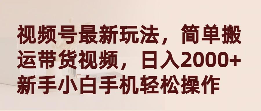 (9486期)视频号最新玩法，简单搬运带货视频，日入2000+，新手小白手机轻松操作-网赚项目平台